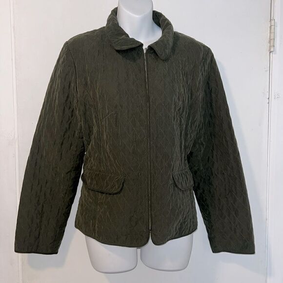 CHRISTOPHER & BANKS Forest Green Quilted Jacket-L - Picture 1 of 9